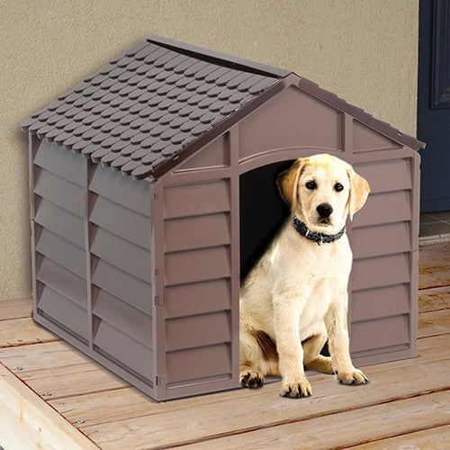 online Kleine Hundehütte aus abnehmbarem PVC 71X71X68Cm Beige/Braun 