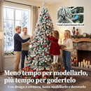 Albero di Natale Innevato Ø100x180 cm con 650 Rami Ignifughi e Base Pieghevole in Acciaio Verde      