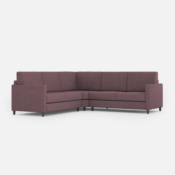 sconto Divano Angolare 5 Posti 221x221x85 cm Karay in Tessuto Prugna