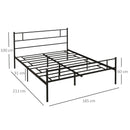 Struttura Letto Matrimoniale 160x200 cm in Acciaio con Doghe Integrate Nero