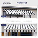 Tenda da Sole Avvolgibile a Parete Manuale a Righe Blu e bianco 2.5x2m 