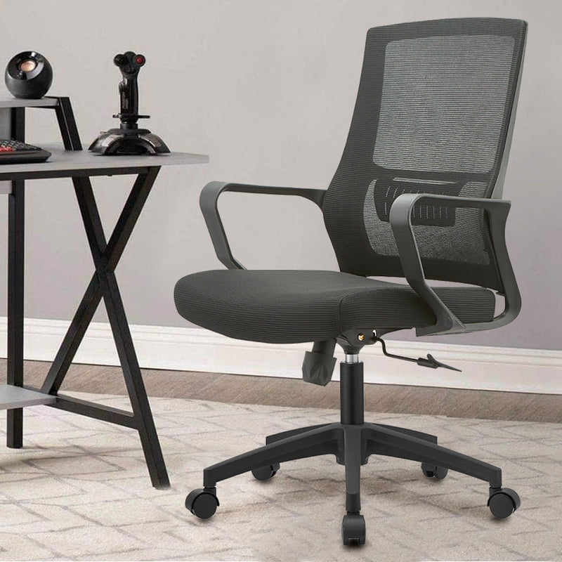 Sedia da Ufficio Nero Poltrona da Scrivania Studio Cameretta Altezza Regolabile