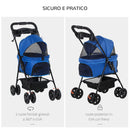 Passeggino per Cani 67x45x96 cm in Acciaio e Tessuto Oxford Blu