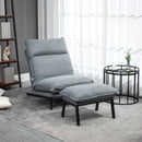 Poltrona Relax Reclinabile con Pouf Poggiapiedi 74x100x94 cm in Tessuto Grigio Chiaro