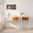 Casetta Tartarughe Rialzata 104x53x82 cm con Divisorio e Vassoio Estraibile in Legno di Abete e PS Arancione e Bianco      