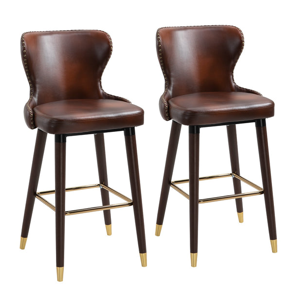 Set mit 2 hohen Barhockern aus Kunstleder in Braun und Gold online