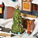 Villaggio Natalizio Luminoso con Albero Girevole 8 Musiche Luci LED e Fibre Ottiche Multicolore