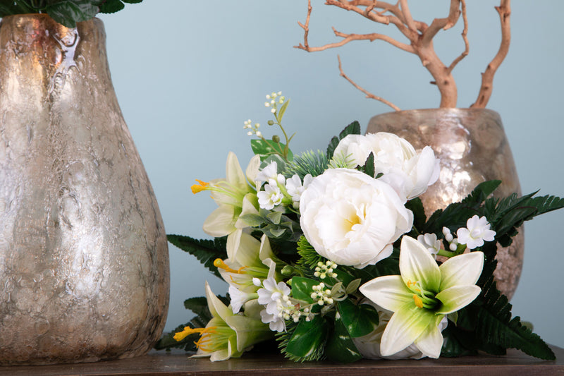 Set 2 Bouquet Artificiale con Peonie Altezza 51 cm Bianco