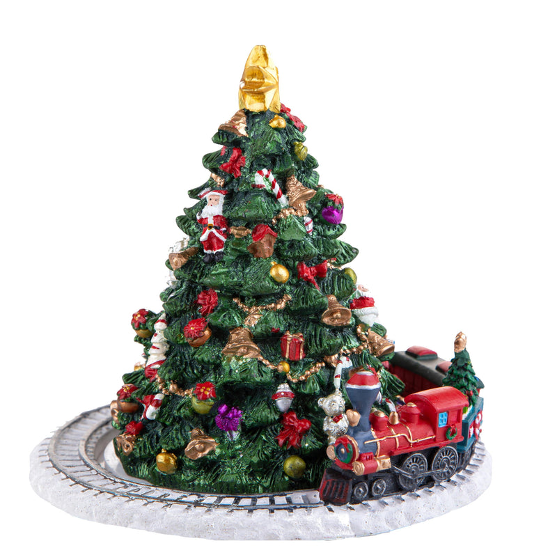 Abete Carillon con Treno Musica e Movimento H16 cm in Resina