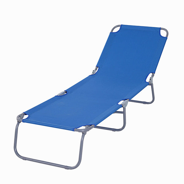 prezzo Klappbare Garten-Sonnenliege 180 x 55 x 24 cm aus Metall und blauem Oxford-Stoff