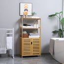 Mobiletto Bagno 2 Ripiani 2 Ante 60x30x120 cm in Bambù