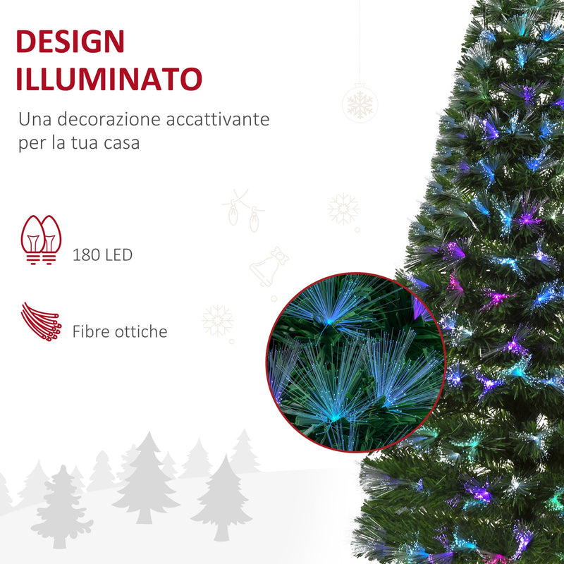 Albero di Natale Artificiale 150 cm in Fibra Ottica Foltissimo con 180 LED 
