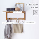 Attaccapanni a Parete Mensola Appendiabiti in Bambù 50x17x20 cm 