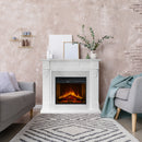 Camino Elettrico da Terra 121x38x108 cm Truman Effetto Marmo Bianco      