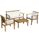 Set Salotto da Giardino Divano 2 Poltrone con Cuscini e Tavolino in Legno di Acacia