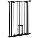 Cancelletto di Sicurezza Alto con Porta Piccola e Chiusura Automatica 74-80x104 cm Nero 