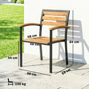 Set 2 Sedie Impilabili da Esterno 56x59x84 cm in Legno e Acciaio Colore Legno e Nero      