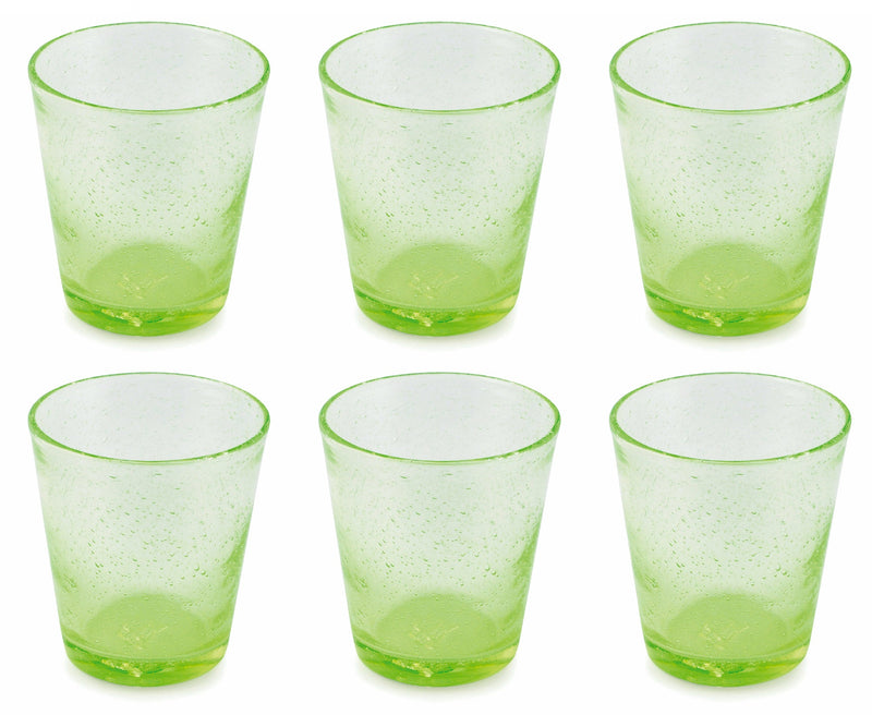 Set 6 Bicchieri Ø9x10 cm in Vetro Soffiato Villa d'Este Home Tivoli Cancun Verde Mela