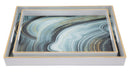 Svuota Tasche Bianco Marble Coppia 40x30x4-35x25x3,5 cm Plastica Bianco e Multicolor