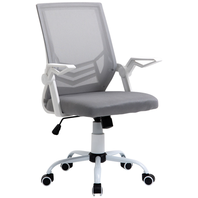 Sedia da Ufficio Ergonomica con Supporto Lombare 62,5x55x94-104 cm in Tessuto a Rete Grigio 