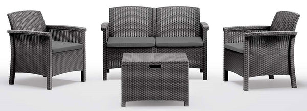 Gartengarnitur Sofa 2 Sessel und Couchtisch aus anthrazitfarbenem Polypropylen prezzo