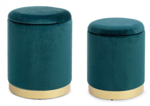 Set 2 Pouf Container Polina Navyus aus Stoff mit Samteffekt prezzo
