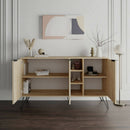 Madia Moderna Credenza 142x83 cm con 3 Ante e Vani a Giorno Zaffiro di Quercia      