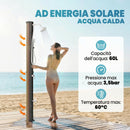 Doccia Solare 60L Doccia da Giardino da Esterno 21,8x18,2x227 cm con 2 Soffioni Riscaldata in ABS e Acciaio Inox Nero      