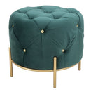 Puff Diamond Glam Verde Ø45x40 cm in Ferro e MDF e Spugna e Poliestere Verde e Oro
