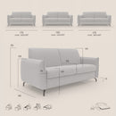 Divano Letto 3 Posti 195x95x96 cm in Tessuto Panna