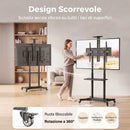 Carrello Porta TV Mobile 32-75 Pollici 85,3x64,8x129,5-189 cm con Altezza Regolabile in Metallo Nero      