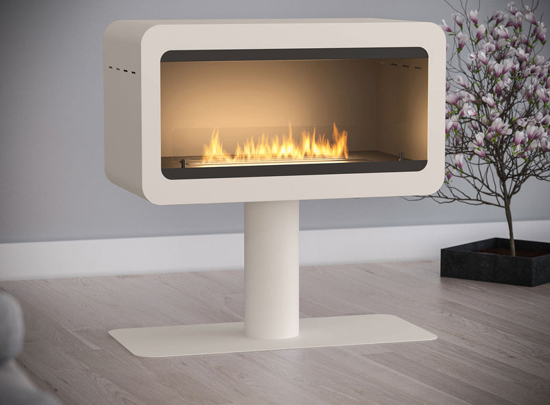 Camino a Bioetanolo da Pavimento 82x44 cm Inecco Bianco con Vetro