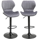 Set 2 Sgabelli da Bar 47x51,5x91,5-113,5 cm in Poliestere Vellutato Grigio