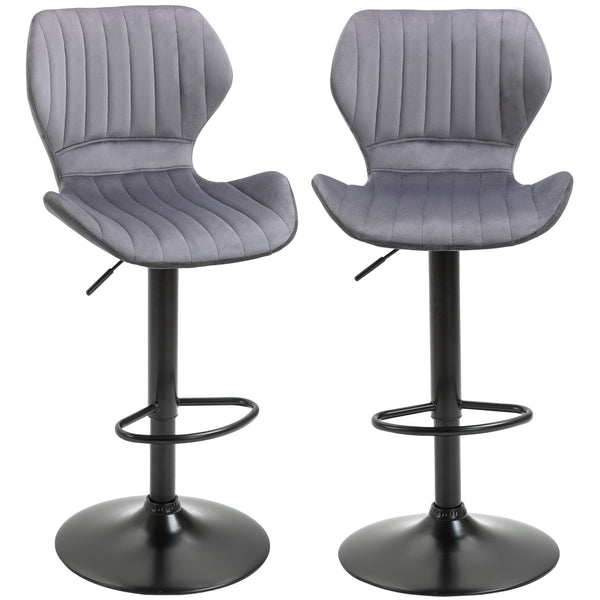 Set mit 2 Barhockern 47 x 51,5 x 91,5-113,5 cm aus grauem, samtigem Polyester acquista