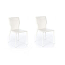 Set 2 Sedie 56x44xH86,5 cm in Similcuoio e Metallo Kim Bianco