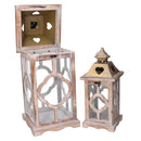 Set 2 Lanterne in Legno naturale
