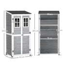 Armadio Porta Attrezzi da Esterno 91x69x185-192H cm Tetto inclinato in Plastica in Legno Grigio  
