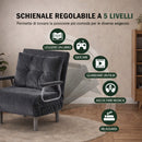 Poltrona Letto Reclinabile Chaise Lounge con Seduta Imbottita Convertibile in Velluto a Coste Grigio      