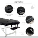 Lettino da Massaggio Fisioterapia 1 Snodo 185x70,1x80 cm in Legno  Nero
