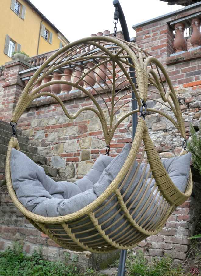 Dondolo Pensile da Giardino 101x101xh200 cm con Cuscini Morris Grigio