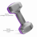 Set 6 Manubri Pesi (2x1 kg, 2x2 kg, 2x3 kg) da 12 kg con Supporto/Kettlebell, in Metallo e PP Rosa, Azzurro e Viola      