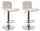 Set 2 Sgabelli Bar 41x46x86/107 cm in Poliestere Rafael Cromo-Beige