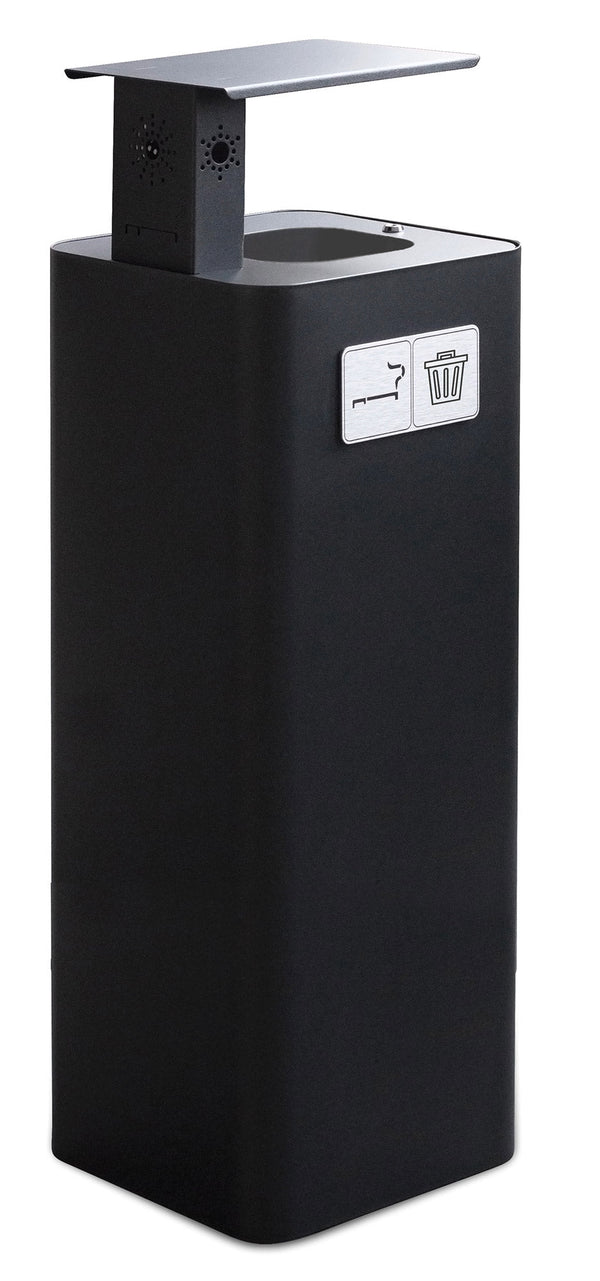 Pattumiera Per Raccolta Rifiuti 30x30xh102 cm In Acciaio Verniciato con Coperchio Basculante Nero sconto