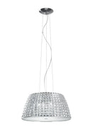 Lampadario Sospeso Circolare Metallo Cromo Cristalli K9 dffusore Vetro Moderno G9