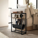 Tavolino Stretto Stile Industriale con 3 Ripiani Porta Riviste a Forma di V Comodino per Soggiorno Piccoli Spazi Marrone Rustico      