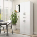 Credenza Cucina Alta con 2 Armadietti e un Cassetto Centrale 70,8x34x180 cm in MDF Bianco      