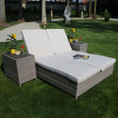 Lettino 2 Posti da Giardino in Polyrattan Atlanta Grigio