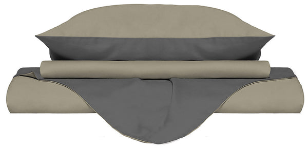 sconto Bettbezug mit Tasche und doppelseitigen Kissenbezügen in Taubengrau/Rauch