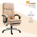 Sedia Poltrona Presidenziale Massaggiante da Ufficio in Similpelle Beige