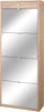 Schuhschrank 4 Türen mit Spiegel 1 Schublade 63 x 164 x 29 cm Eiche natur